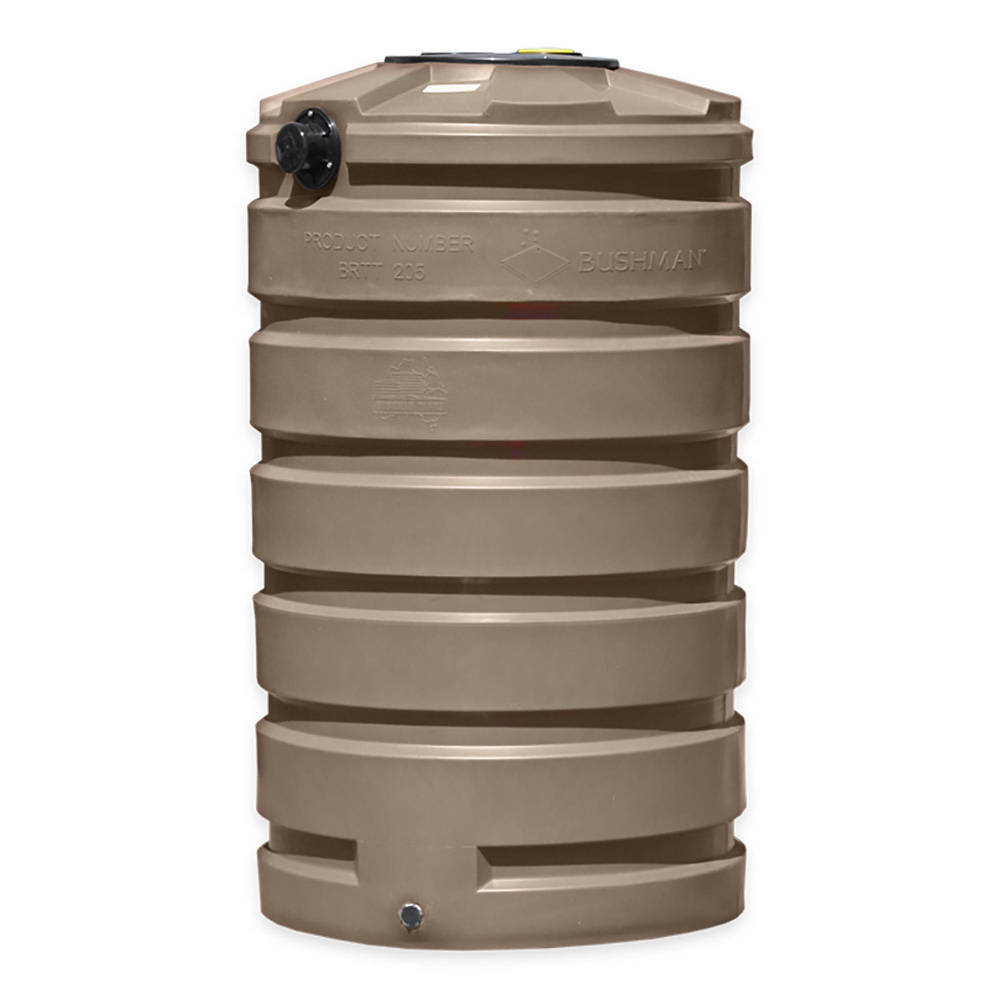 Bushman, 205 Gallon Rainwater Harvesting Tank - Mocha, Max. Capacity 205 Gal, Max. PSI 0 Material Polyethylene, Model# 45421-DS